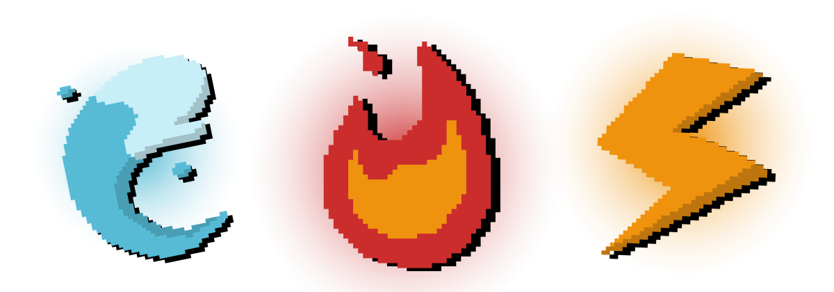 Pixel art. elemental icons
