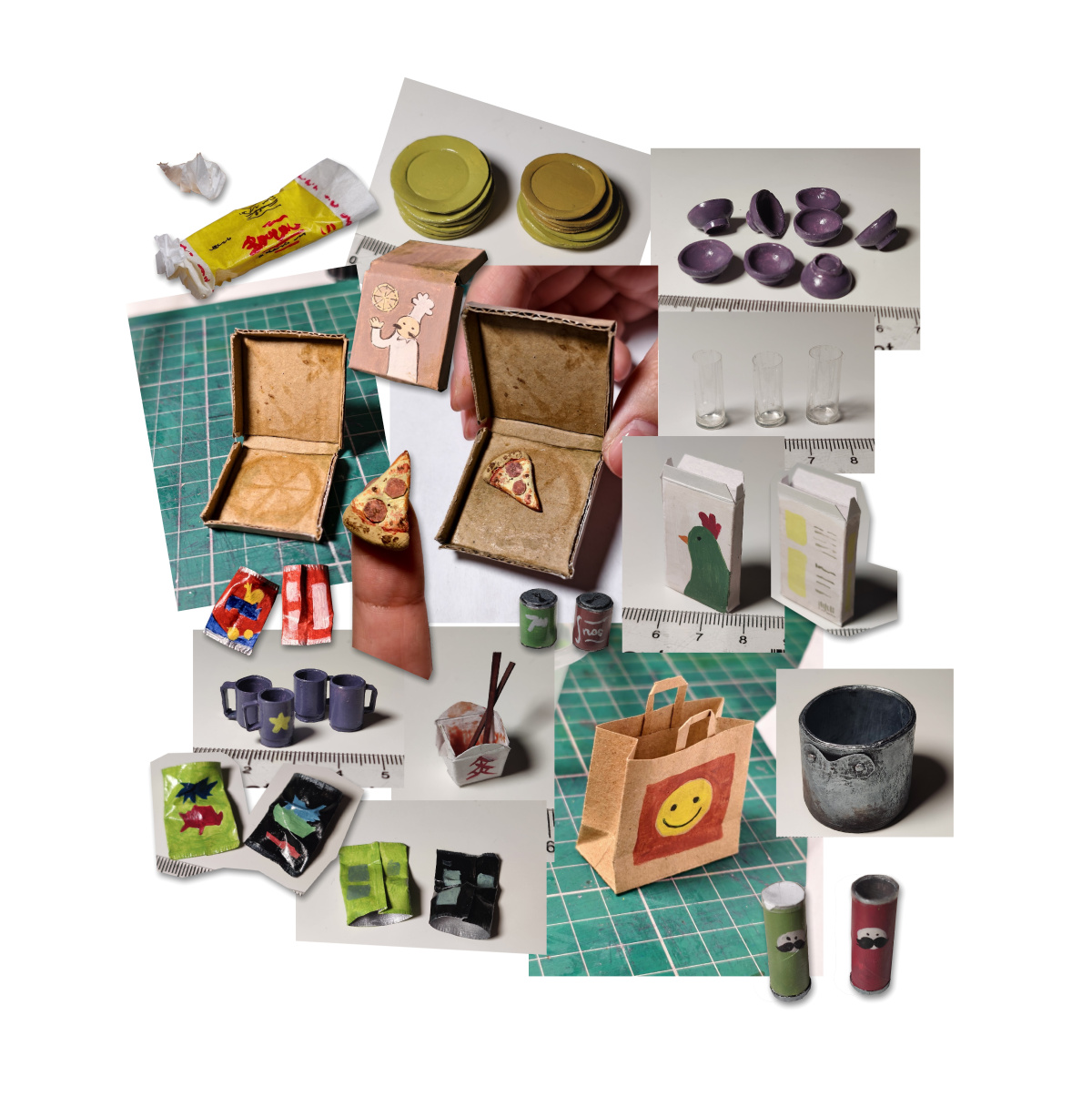 A collage of miniature junk