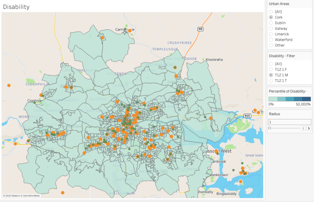 Screenshot of a spatial map in tableau