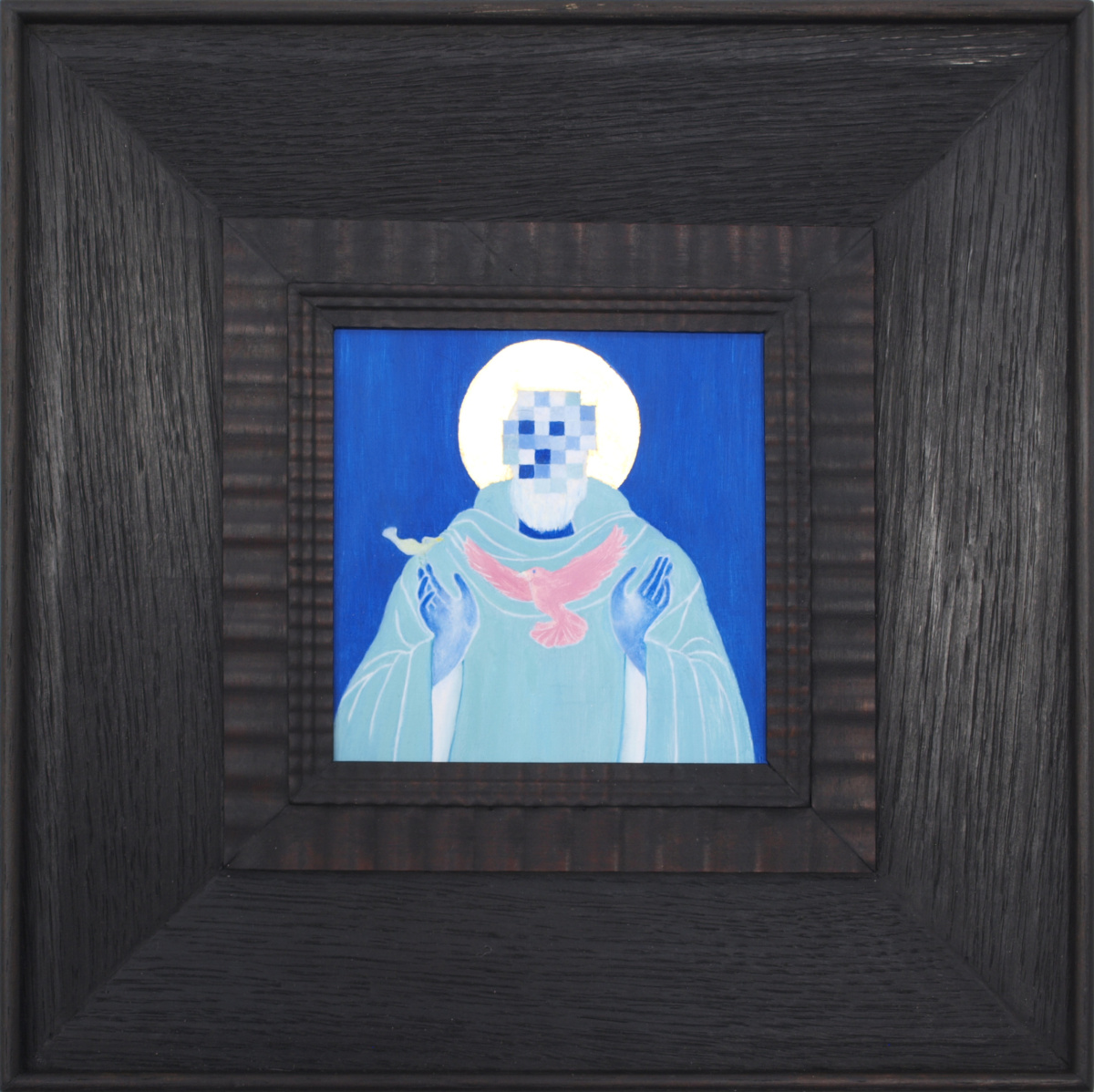 Ann Stillman, (2025), 'St Francis of Assisi', oil and 23 karat gold leaf on wood panel, 10cm x 10cm.