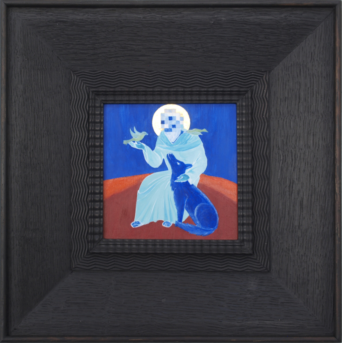 Ann Stillman, (2025), 'St Francis of Assisi', oil and 23 karat gold leaf on wood panel, 10cm x 10cm.