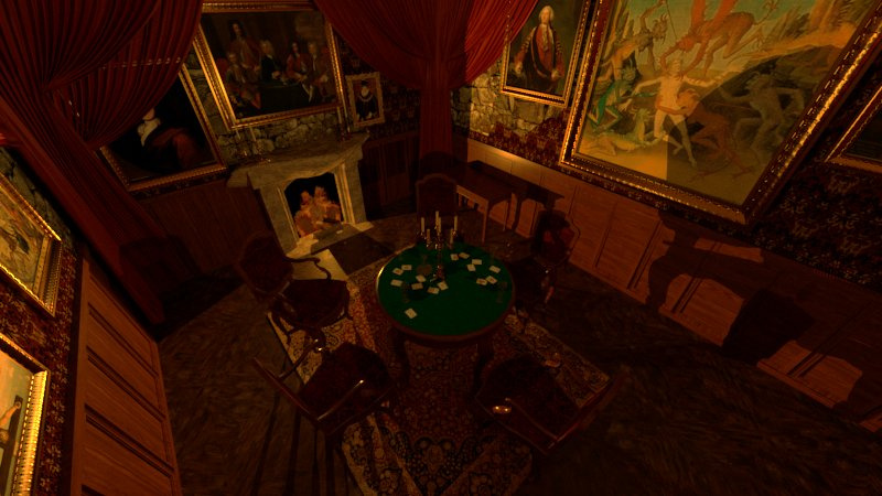 Inside of the card room from a higher angle