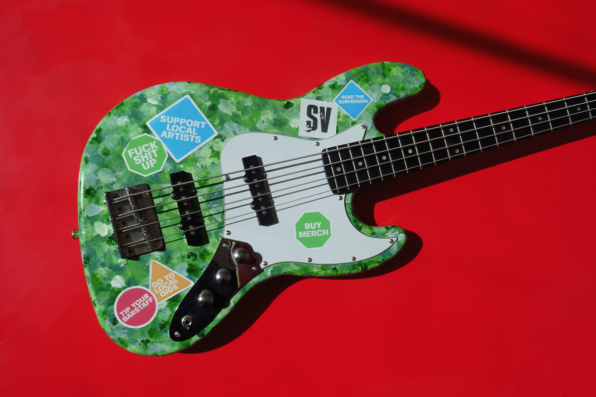 bass with stickers