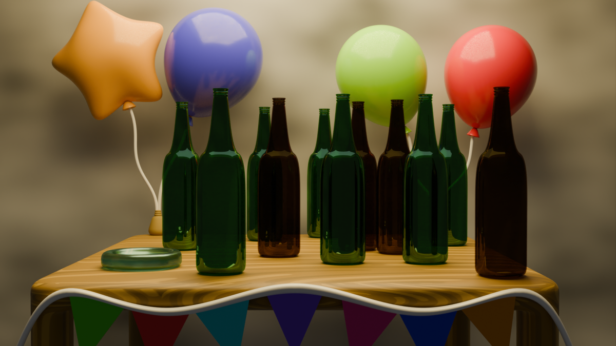 beer bottles on table