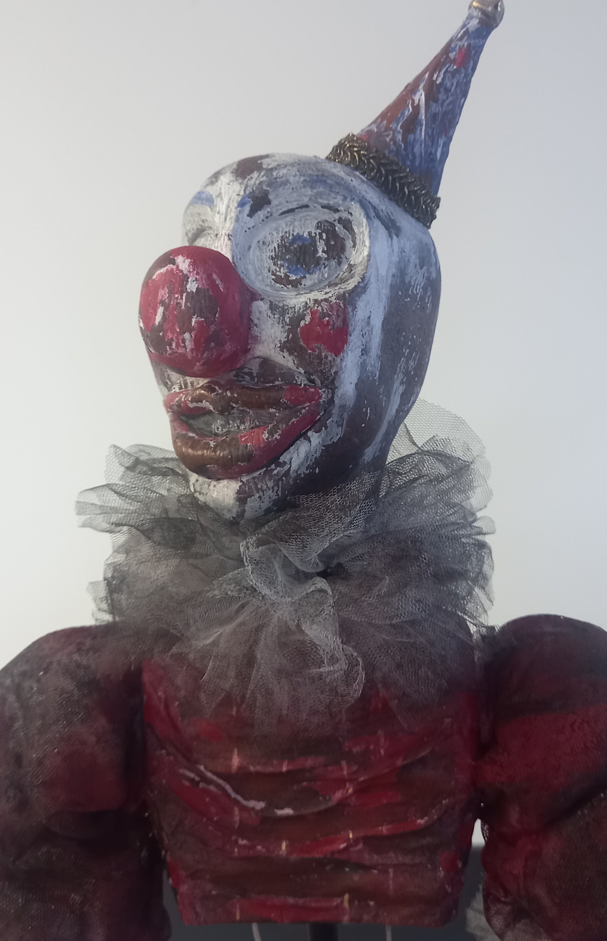 Close up of the clowns face