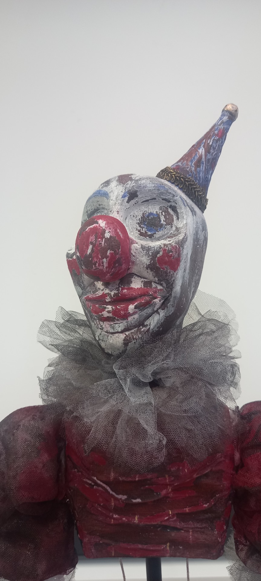 Close up of the clowns face
