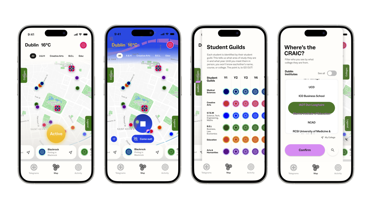 Features on the map of the WHO'S OUT app
