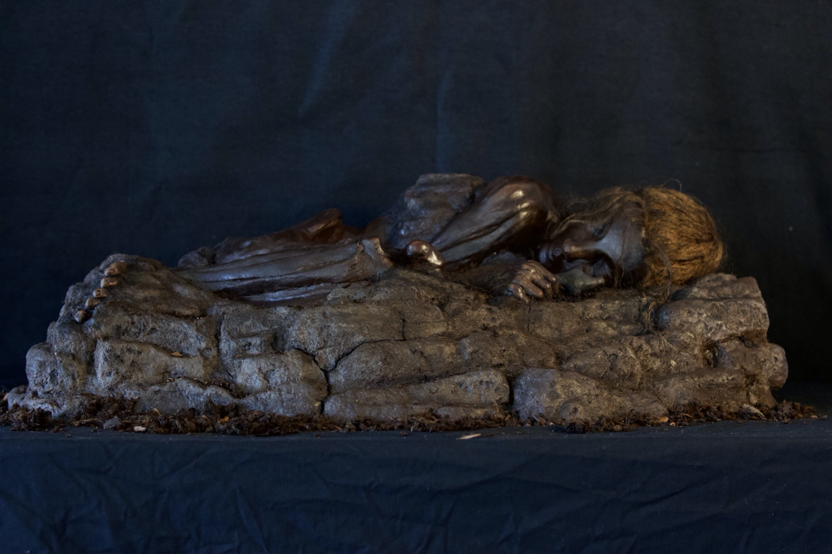 Full shot of the bog body.