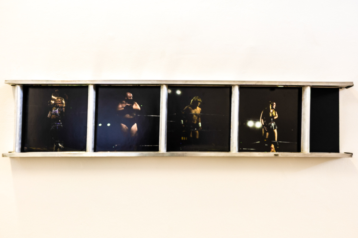 Ladder with Wrestling Images embedded