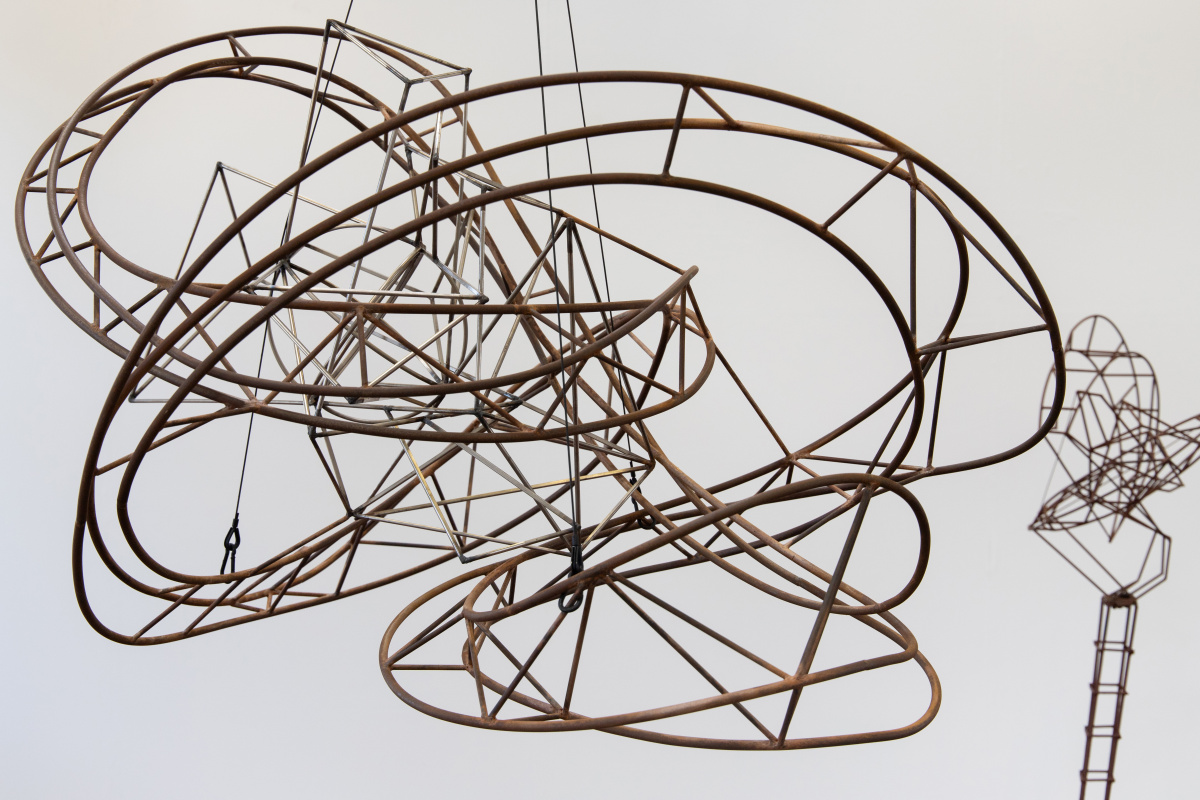 Joshua Sabadoquia, **Aedificium Ad Infinitum**, 2026, Mild Steel, Stainless Steel, 120cm x 110cm x 80cm