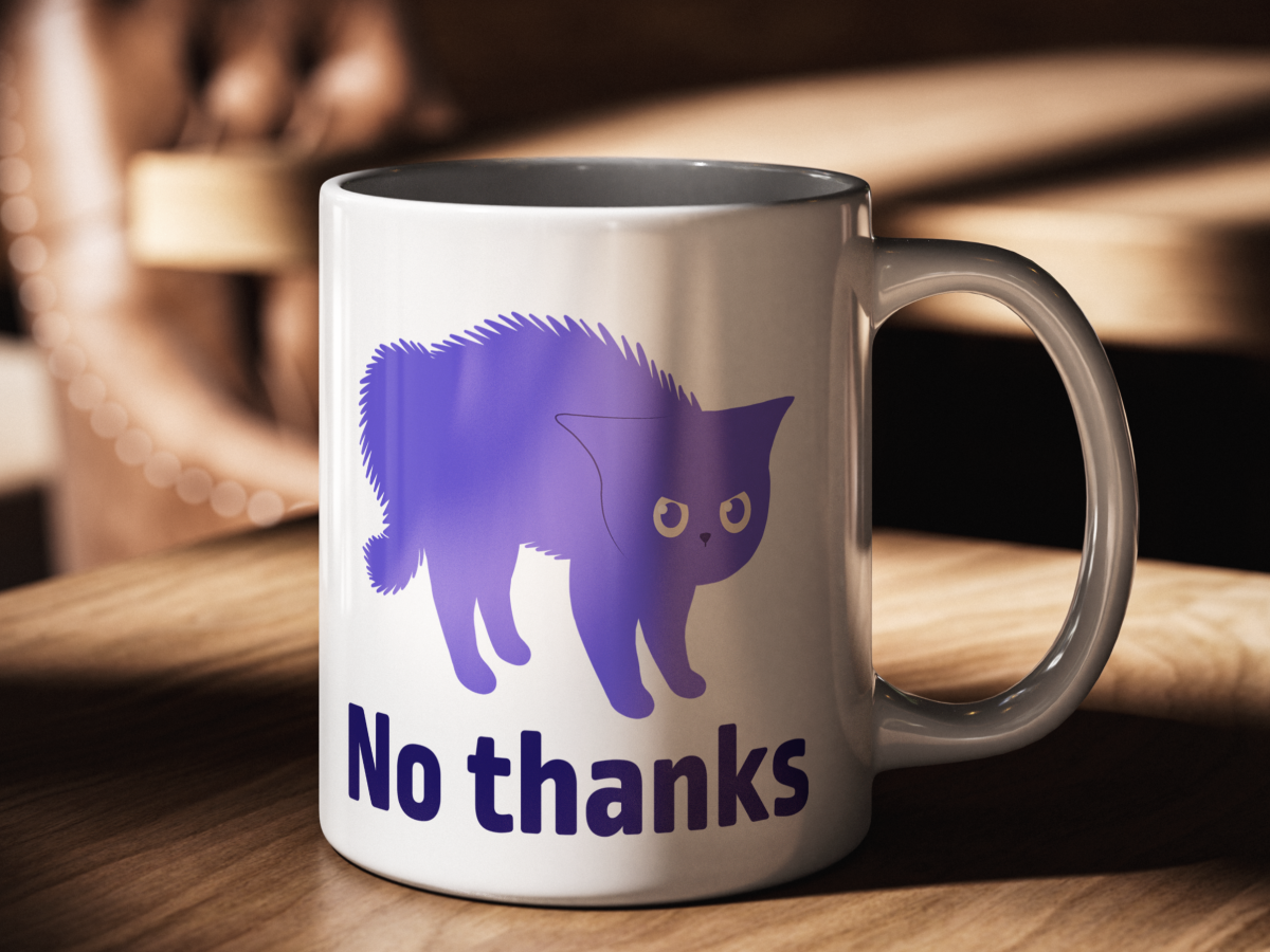 A mug with, you guessed it, an angry cat