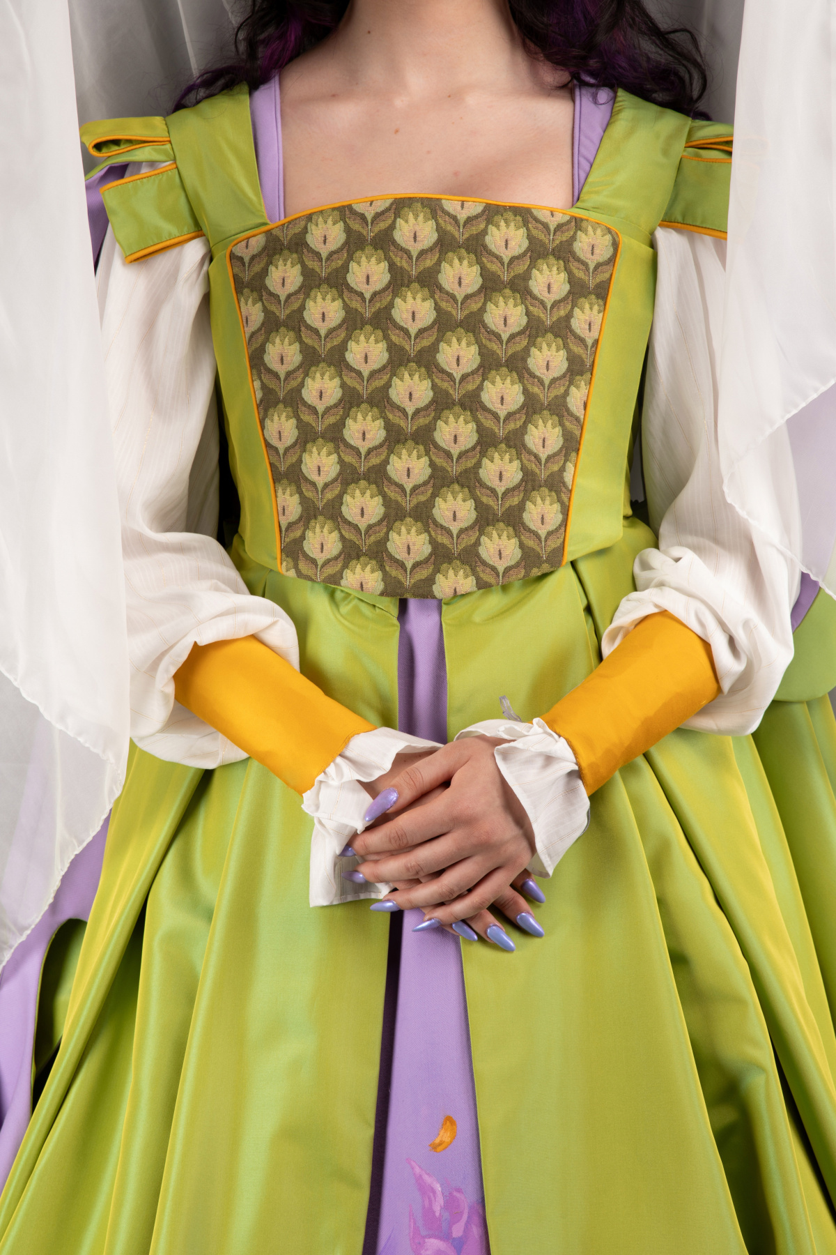 Close up front view of costume.