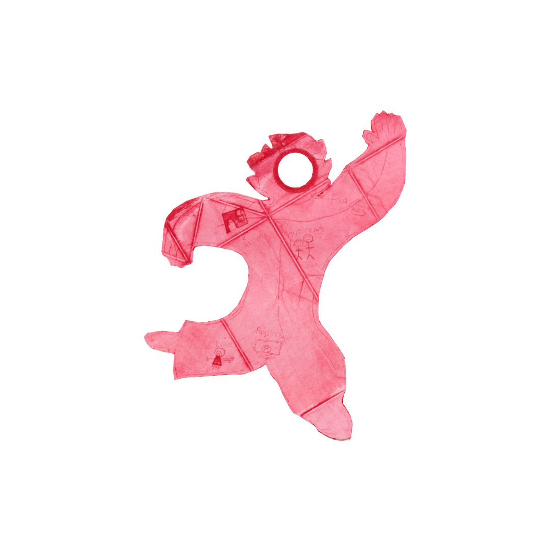 printed image of figure in red