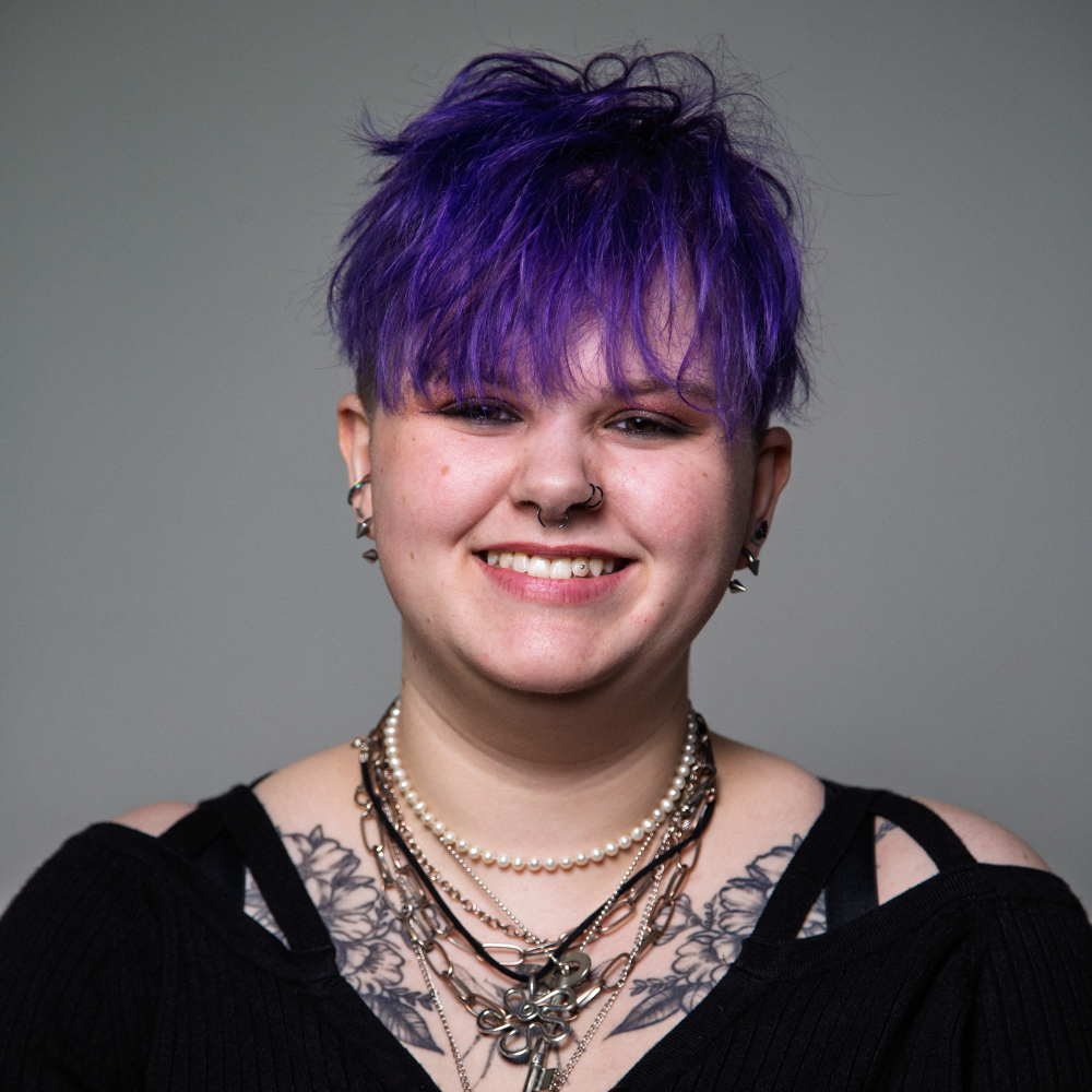 cool person with purple hair