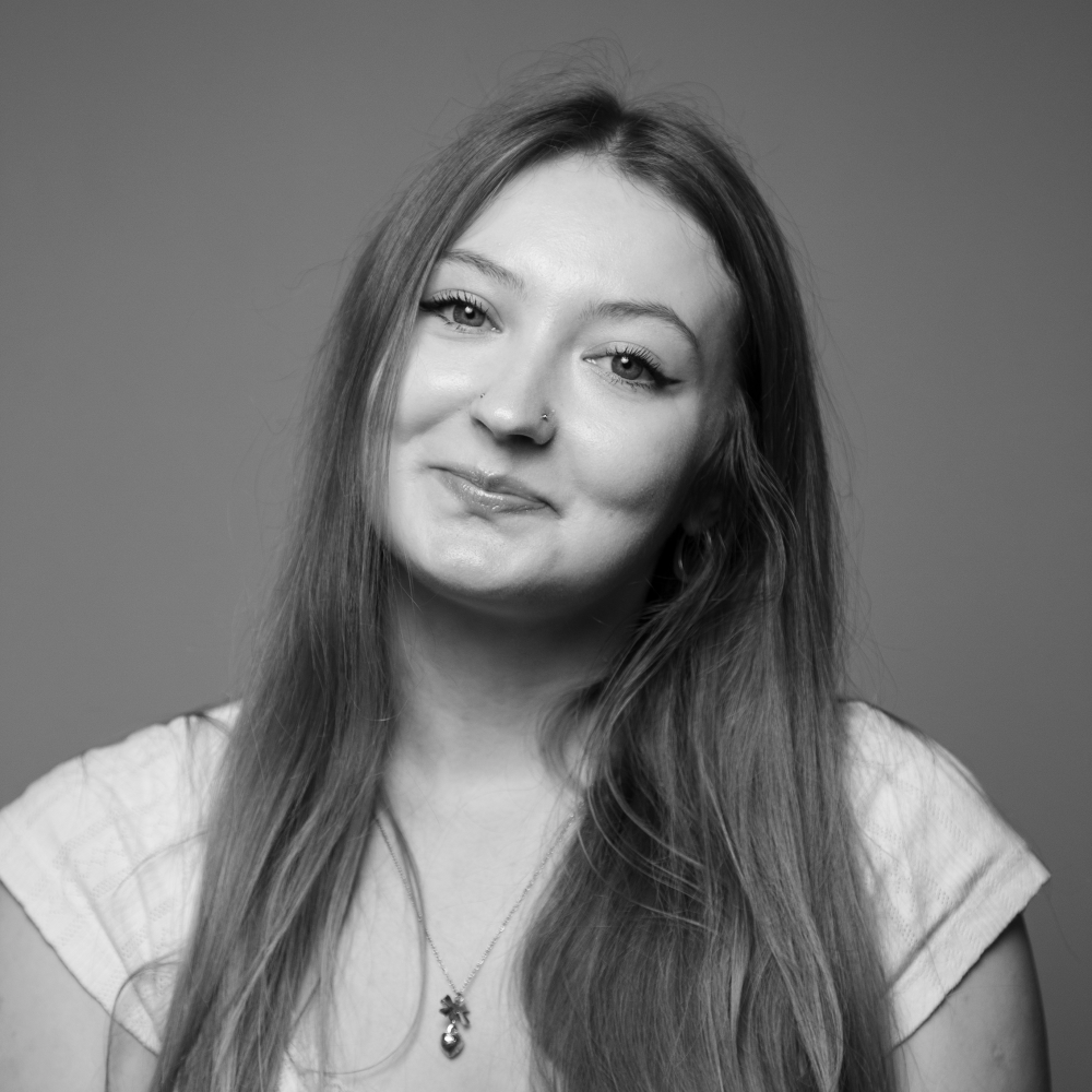 Black and white photo of student Julia Kuczera